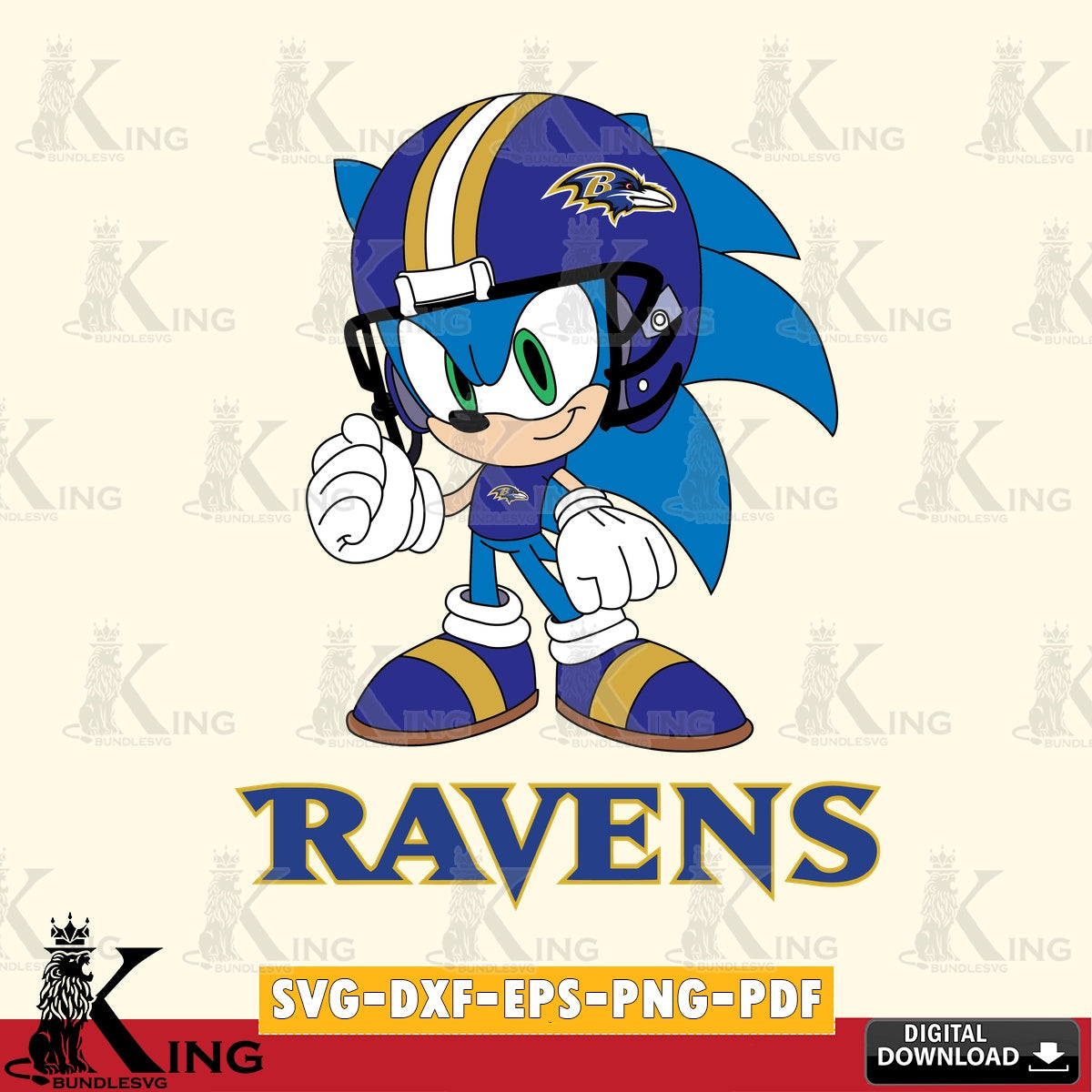 Eye-catching graphic of the Baltimore Ravens Sonic Football Mascot, versatile clip art for stickers, decals, and mugs