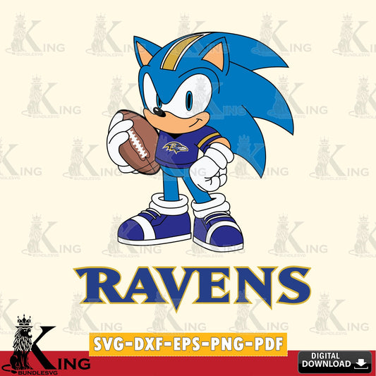 Digital download featuring Baltimore Ravens Sonic Game Day Ready, printable vector design for sublimation and crafts