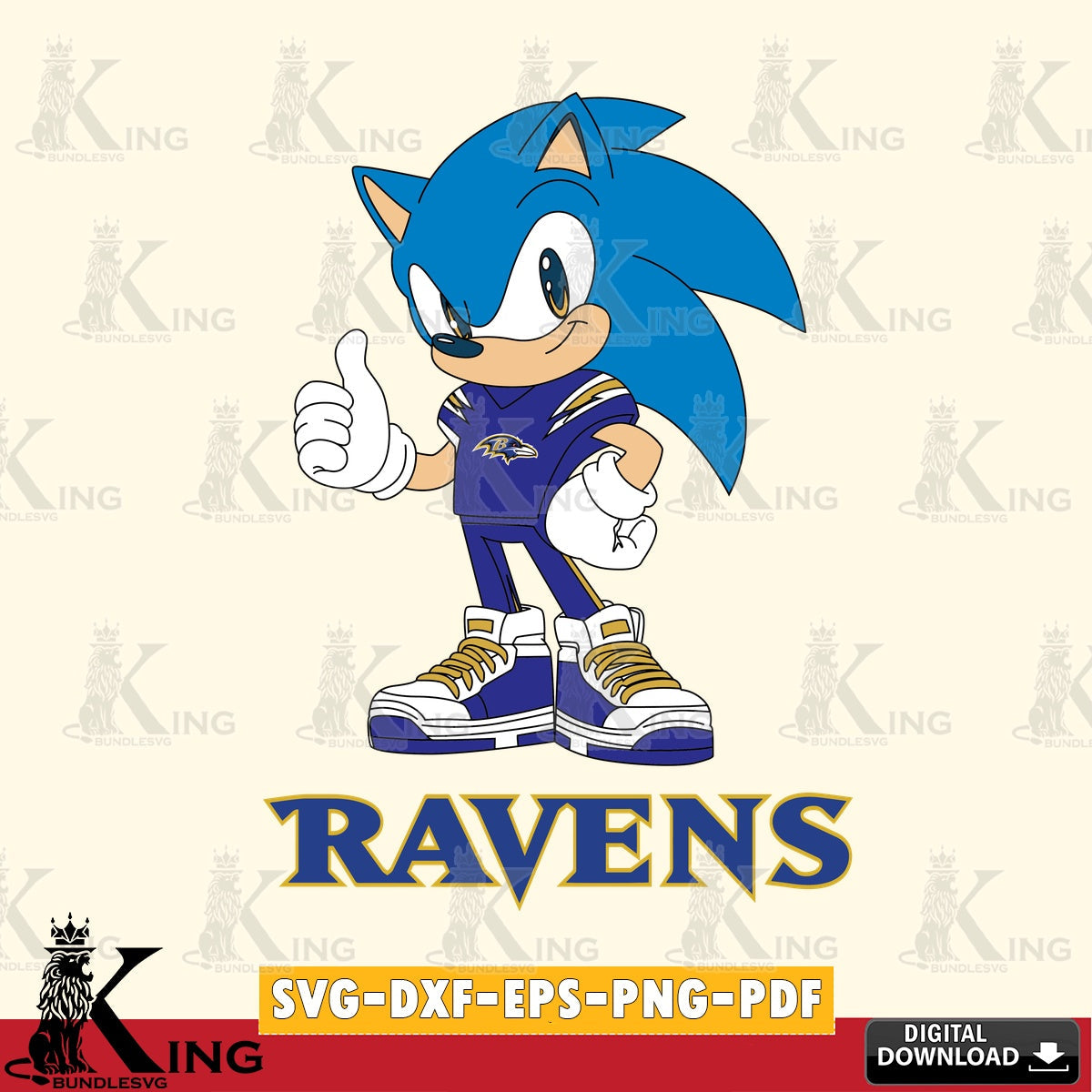 Baltimore Ravens Sonic Like Football SVG file, Vector , Digital Download , PDF File , Instant Download