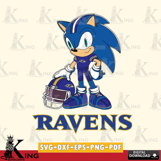 High-quality graphic of Baltimore Ravens Sonic Player Football, digital file for silhouette cameo and cricut projects