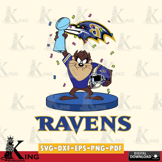Baltimore Ravens Taz Trophy Podium Cut file  , Digital Download , Instant Download, Looney Tunes svg, Football svg