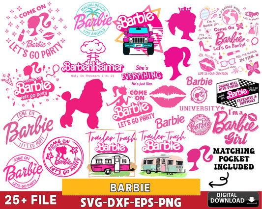 Barbie PNG, Come on Babe Let's Go Party Svg , Doll svg, Babe Girl svg eps png dxf , for Cricut, Silhouette, digital, file cut