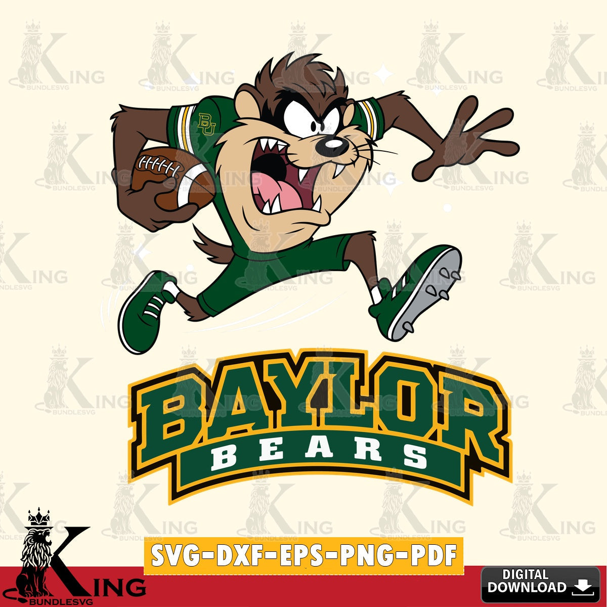 Baylor Bears Angry Taz Football SVG file, Cut file  , Digital Download , Instant Download, Taz svg, NCAA svg