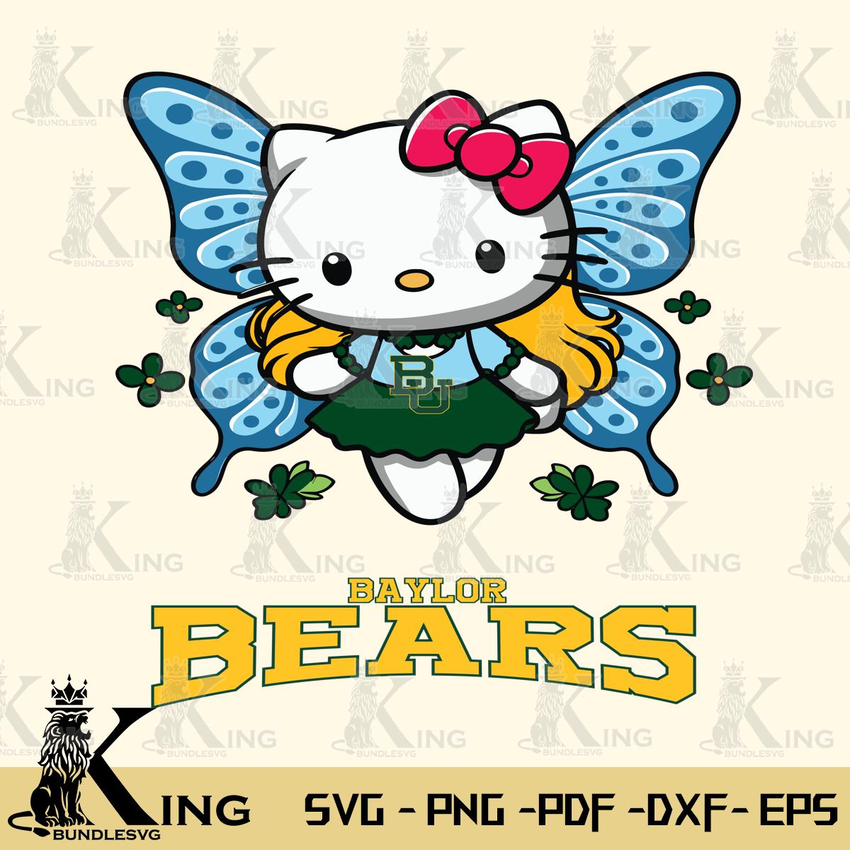 Baylor Bears Butterfly Kitty Charm Svg Eps Dxf Png File, Digital Download