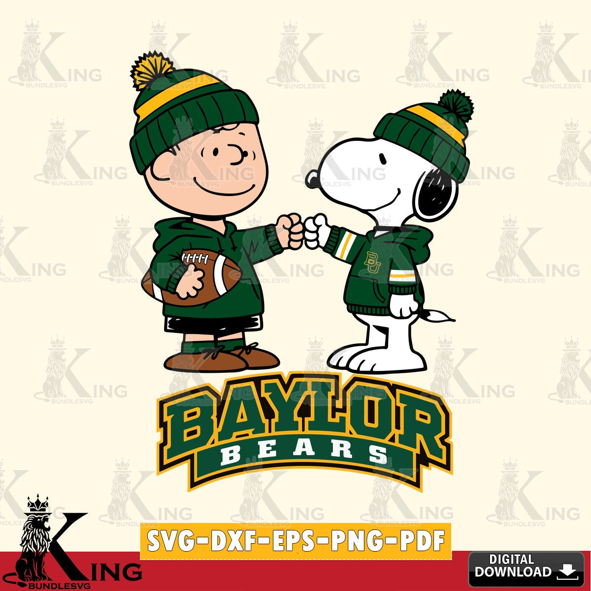Baylor Bears CharlieBrown Football Fist Bump SVG, Cricut, Cut file  , Digital Download , Instant Download, Peanuts svg, NCAA svg, Football svg, Sport svg