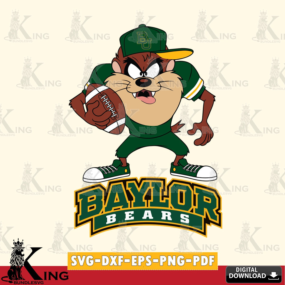Baylor Bears Đồng phục bóng đá Taz SVG file, Cut file  , Digital Download , Instant Download, Taz svg, NCAA svg