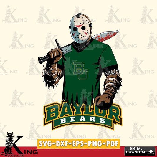 Hand-drawn style art of Baylor Bears Jason Voorhees Football, a high-quality vector for DIY scrapbooking and home decor