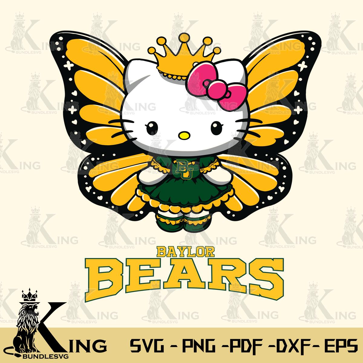 Baylor Bears Kitty Wings & Flowers Svg Eps Dxf Png File, Digital Download