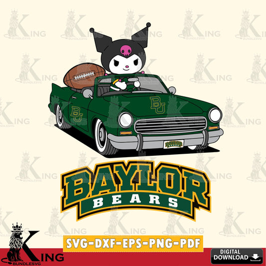 Baylor Bears Kuromi Car Football Game SVG file, Cricut, Cut file  , Digital Download , Instant Download, Sanrio svg, Clipart