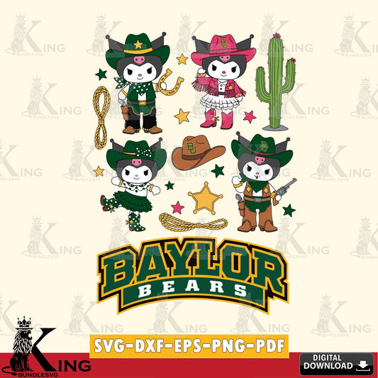 Baylor Bears Kuromi Cowboy Western SVG file, Cricut, Cut file  , Digital Download , Instant Download, Sanrio svg, Clipart