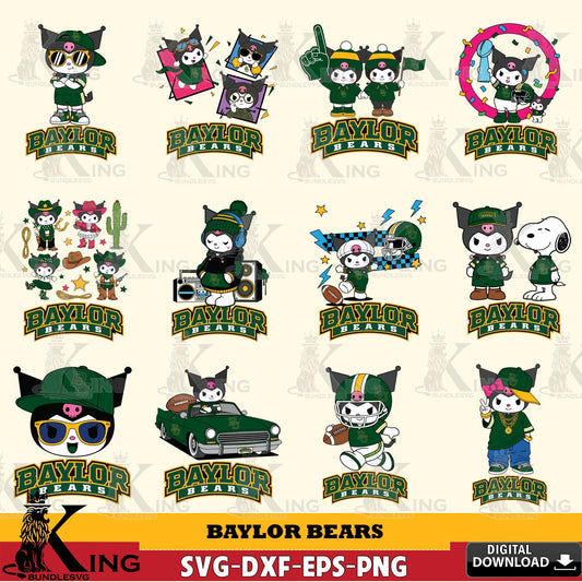 Baylor Bears Kuromi Football Jersey NCAA Bundle SVG file, Cricut, Cut file  , Digital Download , Instant Download, Sanrio svg, Clipart