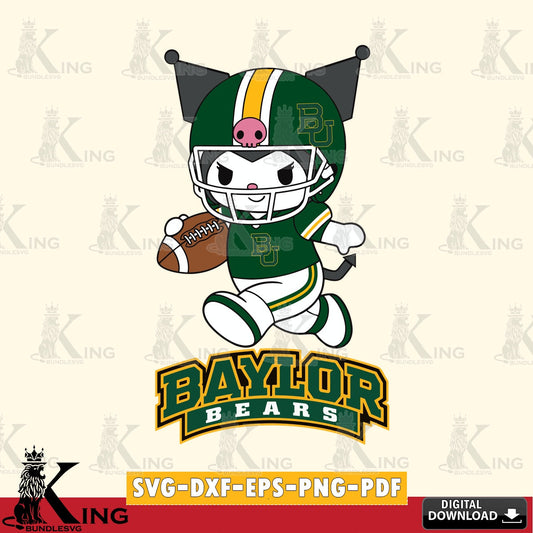 Baylor Bears Kuromi Football Run SVG file, Cricut, Cut file  , Digital Download , Instant Download, Sanrio svg, Clipart
