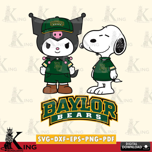 Baylor Bears Kuromi Snoopy Football SVG file, Cricut, Cut file  , Digital Download , Instant Download, Sanrio svg, Clipart