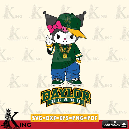 Baylor Bears Kuromi Streetwear Style SVG file, Cricut, Cut file  , Digital Download , Instant Download, Sanrio svg, Clipart