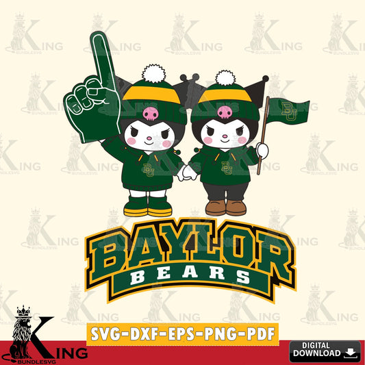 Baylor Bears Kuromi rugby Fan SVG file, Cricut, Cut file  , Digital Download , Instant Download, Sanrio svg, Clipart