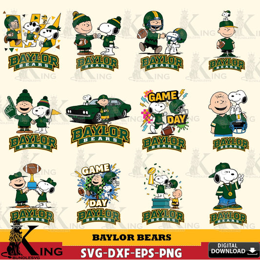 Baylor Bears Peanuts Football NCAA Bundle SVG, Cricut, Cut file  , Digital Download , Instant Download, Peanuts svg, NCAA svg, Football svg, Sport svg