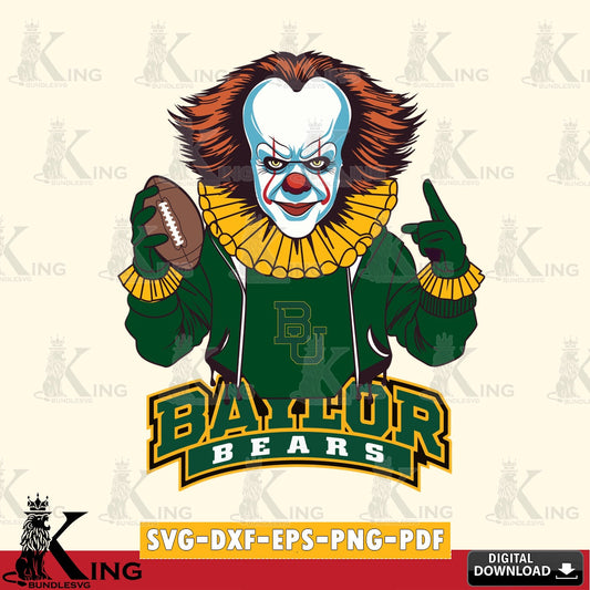 Beautiful illustration of a Baylor Bears Pennywise football player, a cut file ideal for vinyl projects and T-shirt printing