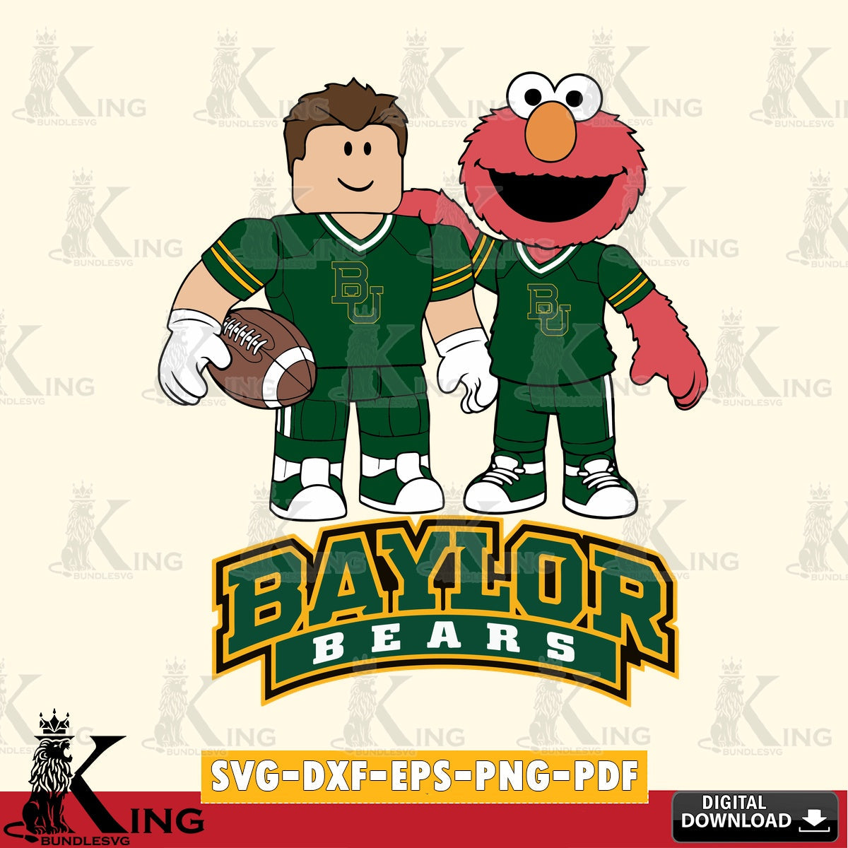 Baylor Bears Roblox & Elmo Football SVG file , NCAA Cricut,  File cut , Digital Download , PDF File