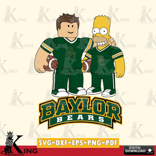 Baylor Bears Roblox & Homer Simpson Football SVG file , NCAA Cricut,  File cut , Digital Download , PDF File