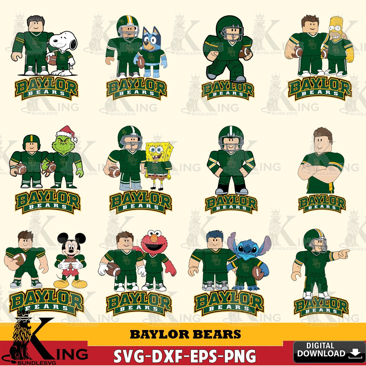 Baylor Bears Roblox With Friends football NCAA Bundle SVG file , NCAA Cricut,  File cut , Digital Download , PDF File