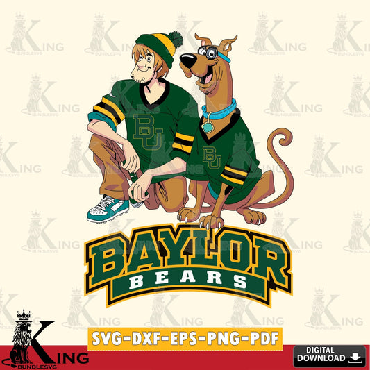 Custom design featuring Baylor Bears Shaggy and Scooby Doo football, SVG cut file for personalized gifts and laser projects.