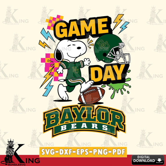 Baylor Bears Snoopy Game day SVG, Cricut, Cut file  , Digital Download , Instant Download, Peanuts svg, NCAA svg, Football svg, Sport svg