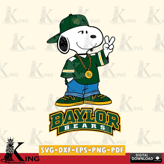 Baylor Bears Snoopy Say hi SVG, Cricut, Cut file  , Digital Download , Instant Download, Peanuts svg, NCAA svg, Football svg, Sport svg