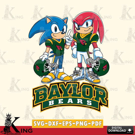 Printable art of Baylor Bears Sonic And Knuckles Football, digital clipart compatible with laser engraving and cutting