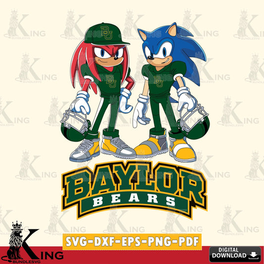 Unique artwork depicting Baylor Bears Sonic And Knuckles player football vector art for engraving, cutting, and printing