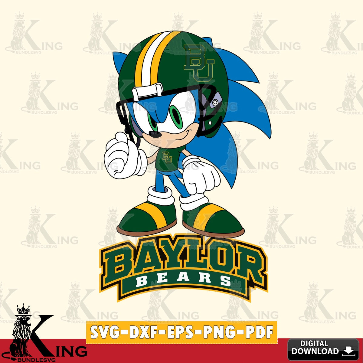 Baylor Bears Sonic Football Mascot SVG file, Vector , Digital Download , PDF File , Instant Download