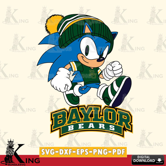 Artistic drawing of Baylor Bears Sonic Football SVG cut file for personalized gifts and laser projects