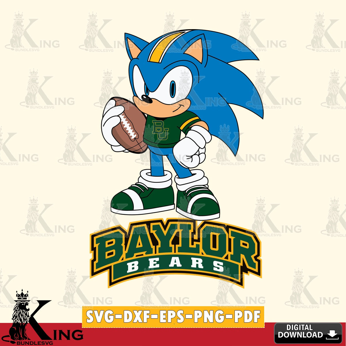 Vector design showing Baylor Bears Sonic Game Day ready, cut file ideal for vinyl projects and T-shirt printing