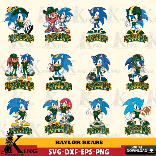 Variety pack of Baylor Bears Sonic & Knuckles NCAA Football Bundle high-quality vector for DIY scrapbooking and home decor