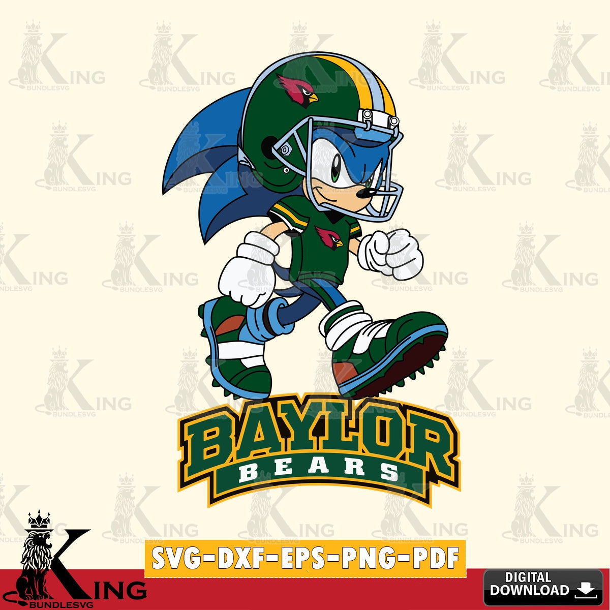 Beautiful illustration of Baylor Bears Sonic Ready Football printable vector design for sublimation and crafts