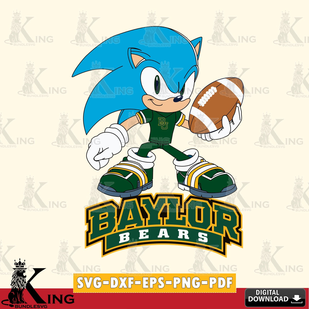 Stylish representation of Baylor Bears Sonic Rugby SVG PNG design suitable for Glowforge and laser cutting