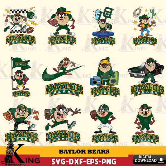 Baylor Bears Taz Football NCAA Bundle SVG file, Cut file  , Digital Download , Instant Download, Taz svg, NCAA svg
