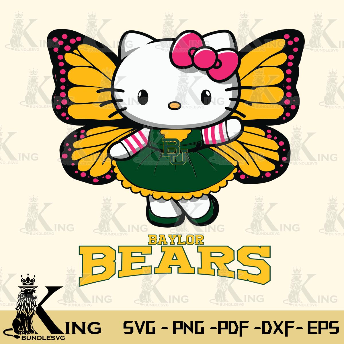 Baylor Bears Whimsical Kitty Wings Svg Eps Dxf Png File, Digital Download