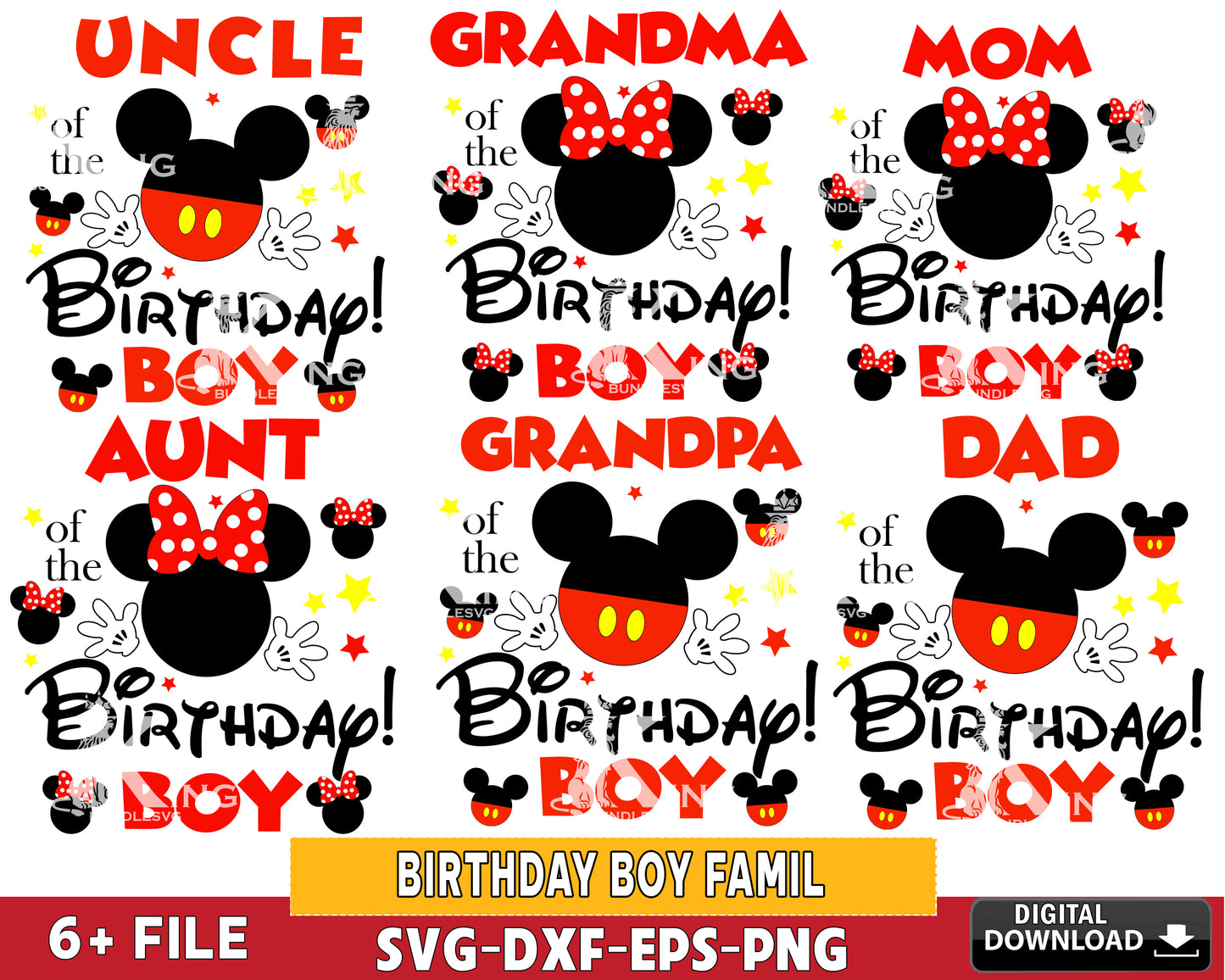 Birthday Boy Family Svg, Happy Birthday svg, mickey birthday boy bundle SVG DXF EPS PNG , for Cricut, Silhouette, Digital download ,Instant Download