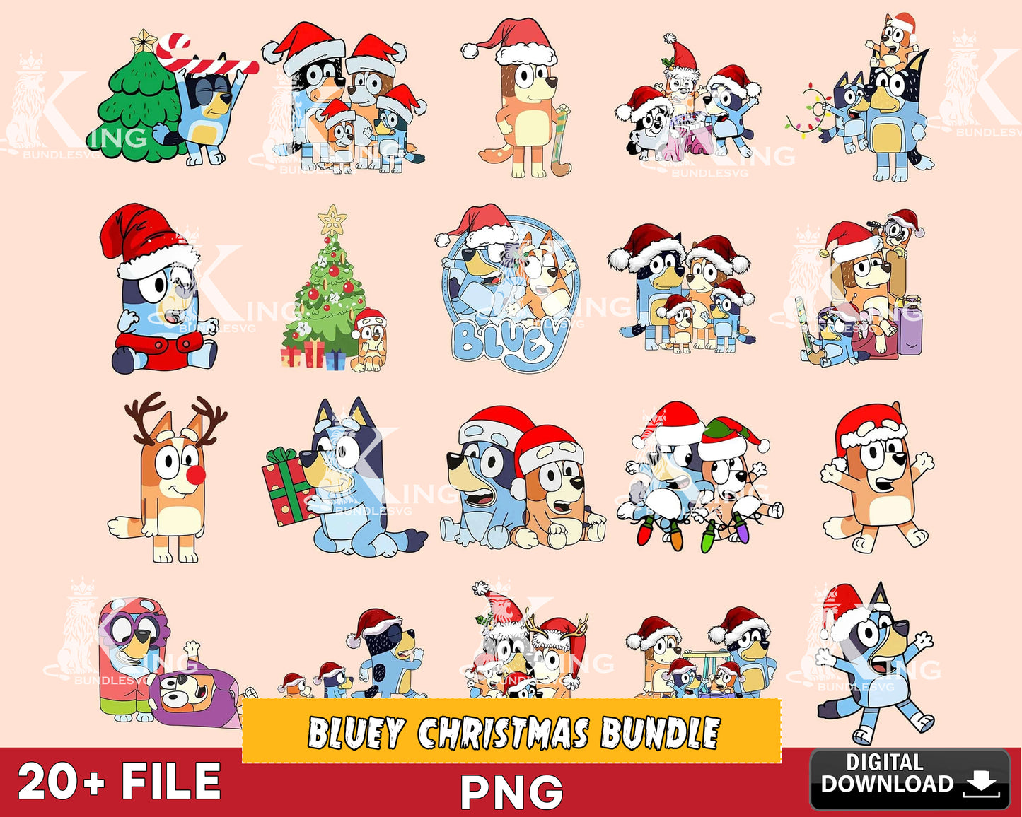 Bluey Christmas Bundle Png, Bluey Family Christmas Png , Digital Download , Instant Download