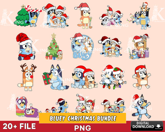 Bluey Christmas Bundle Png, Bluey Family Christmas Png , Digital Download , Instant Download