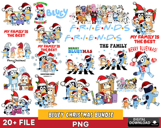 Bluey Christmas Bundle Png, Bluey Family Christmas Png, Christmas Sublimation, Blue Dog Christmas Tree PNG, Digital Download , Instant Download