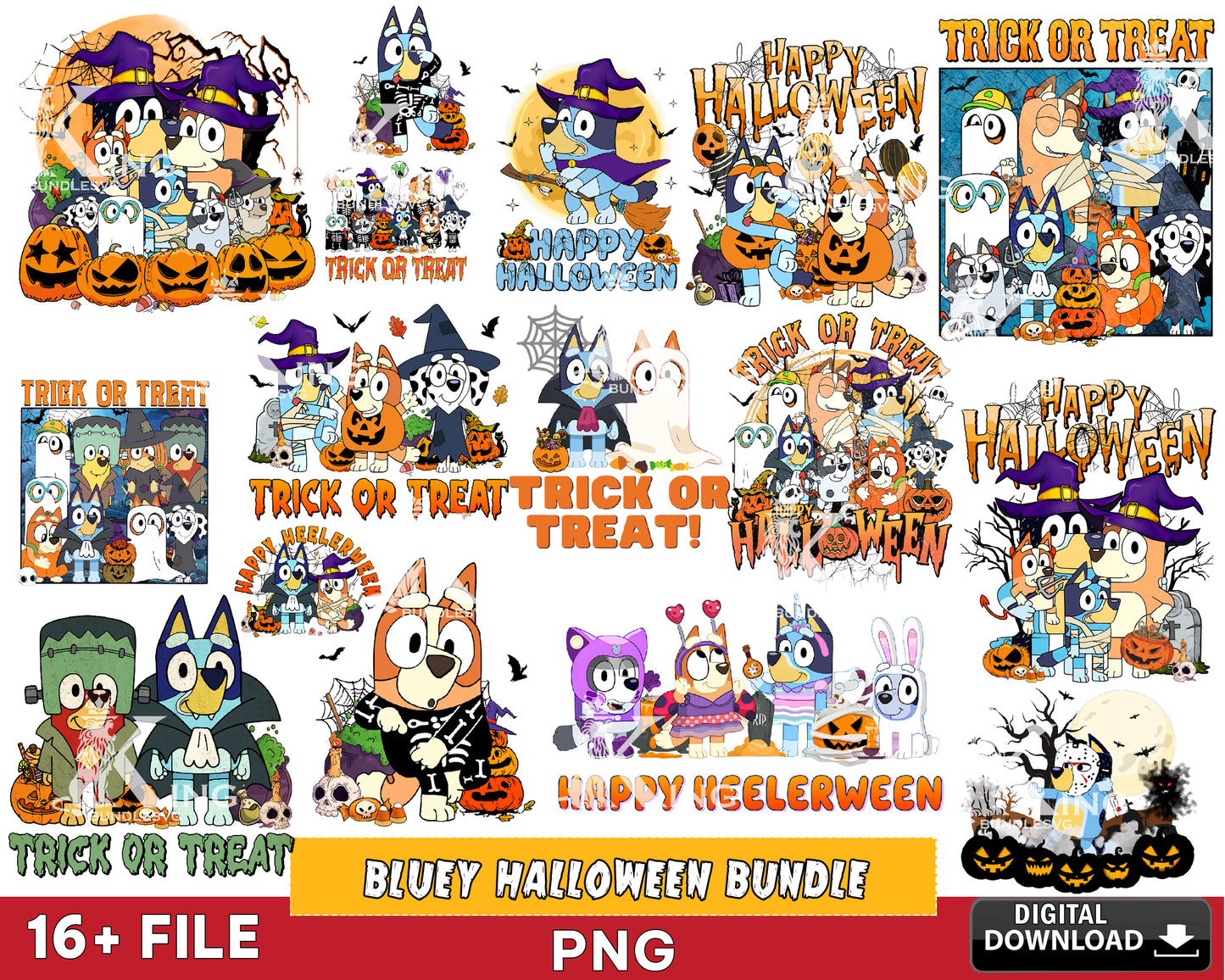 Bluey Halloween PNG Bundle, Horror Halloween PNG , Bluey Halloween Costume, Blue Dog Halloween PNG, Digital Download , Instant Download