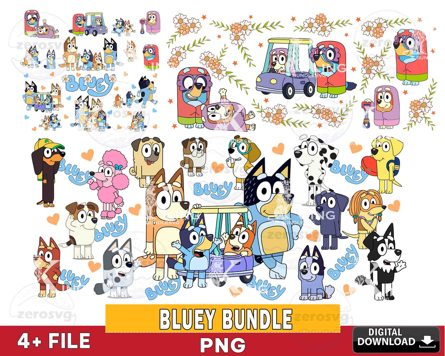 Bluey glasscan bundle PNG , Bluey PNG, Silhouette, digital download