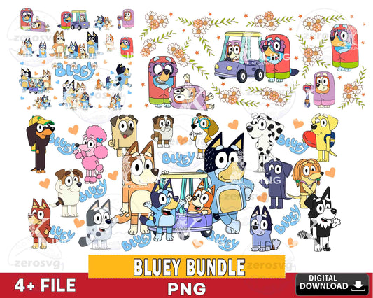 Bluey glasscan bundle PNG , Bluey PNG, Silhouette, digital download