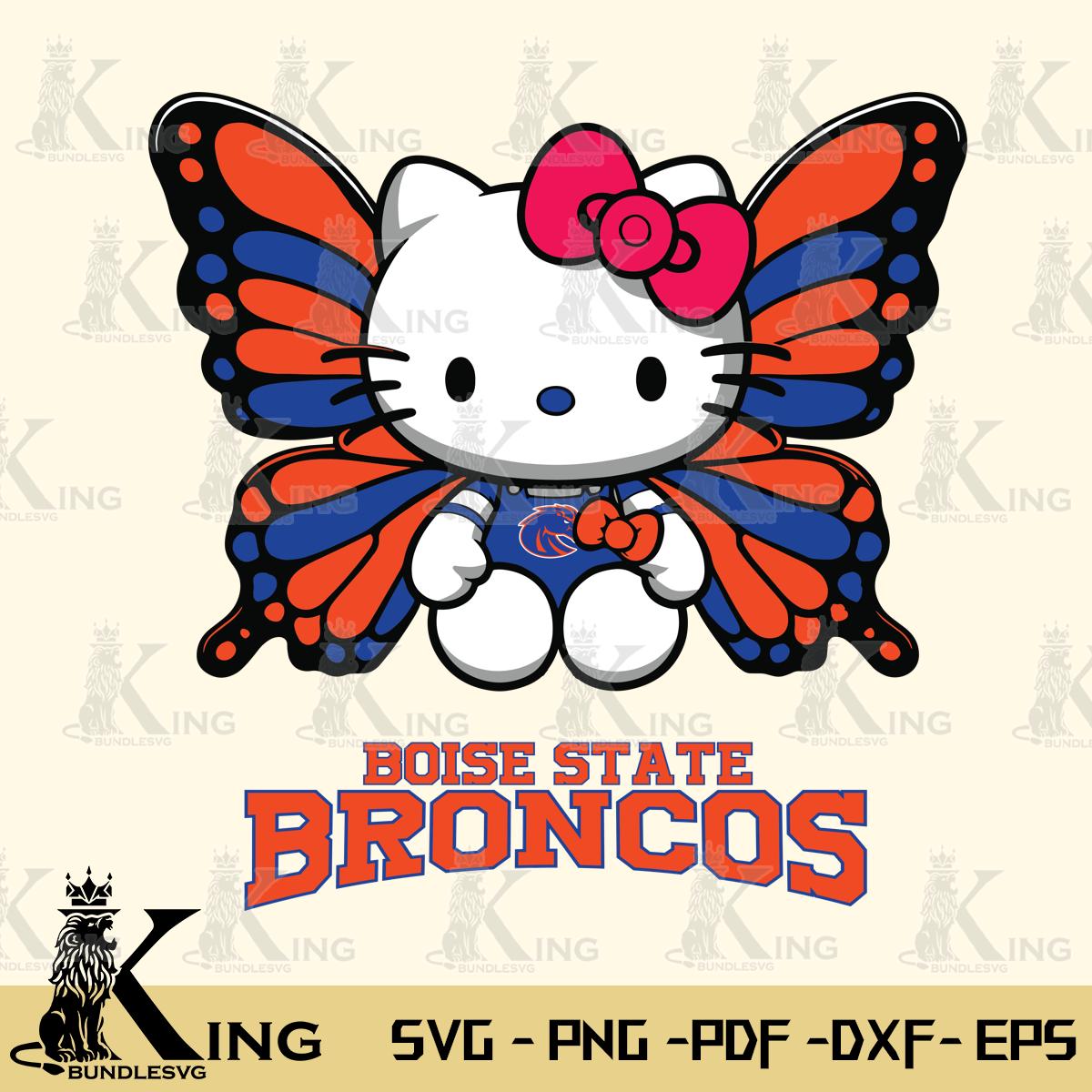 Boise State Broncos Butterfly Kitty Delight Svg Eps Dxf Png File, Digital Download