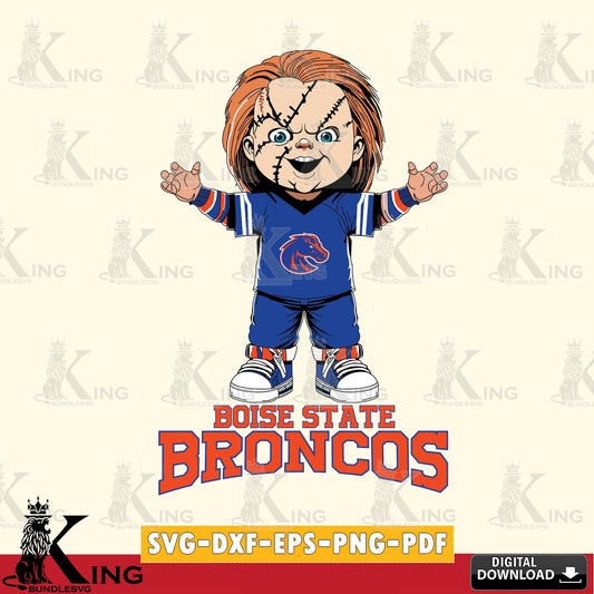 Hand-drawn style art of Boise State Broncos Chucky Football, NCAA vector illustration for POD merchandise and apparel