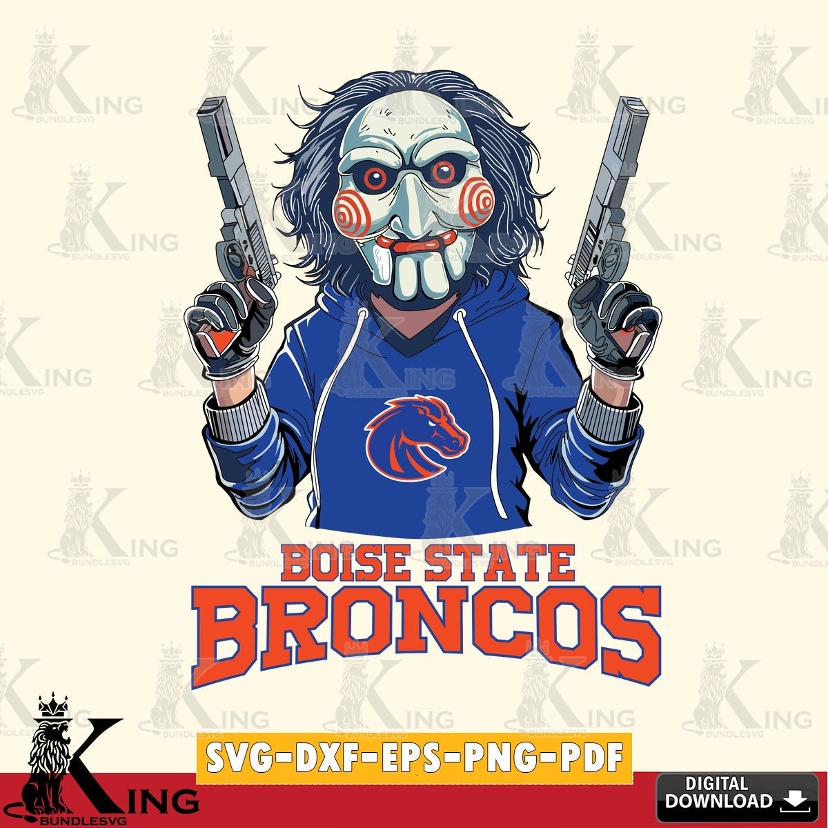 Digital clipart of Boise State Broncos Jigsaw Billy Football crafting file for iron-on transfer and vinyl decals