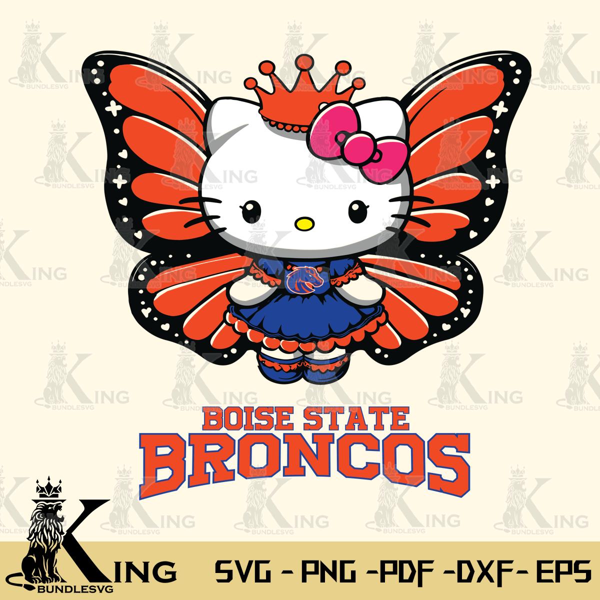 Boise State Broncos Kitty Wings & Flowers Svg Eps Dxf Png File, Digital Download