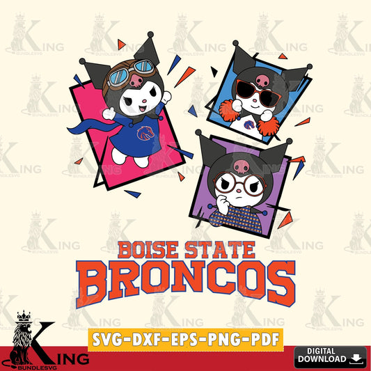 Boise State Broncos Kuromi Action Football SVG file, Cricut, Cut file  , Digital Download , Instant Download, Sanrio svg, Clipart