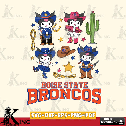 Boise State Broncos Kuromi Cowboy Western SVG file, Cricut, Cut file  , Digital Download , Instant Download, Sanrio svg, Clipart
